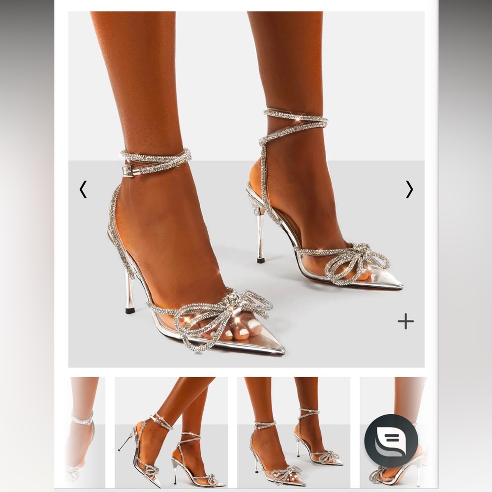 Midnight Clear Perspex Wrap Around Diamanté Bow Pointed Toe High Heel